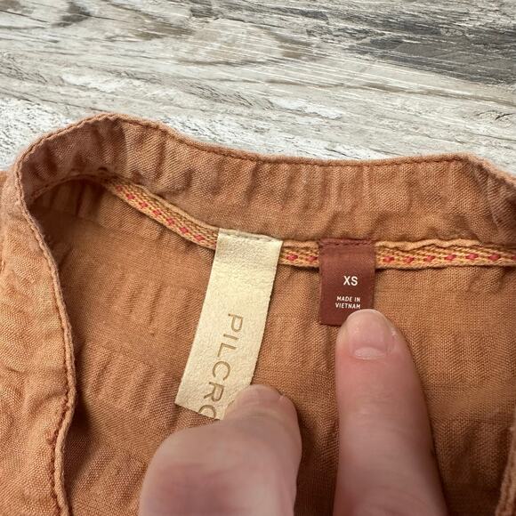 Pilcro and the Letterpress Seersucker Orange Womens XS Menagerie Boho Tunic Top - Picture 3 of 11